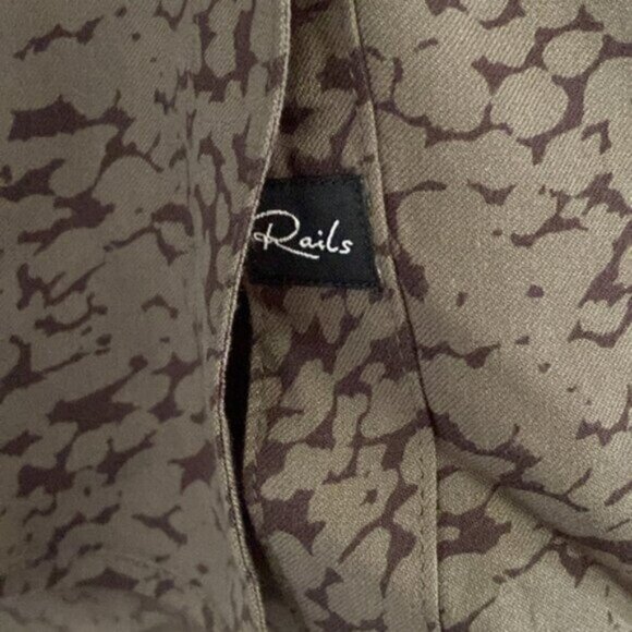 Rails Button Down Shirt Top Womens Small Green Black Print Abstract Long Sleeve - Picture 6 of 11